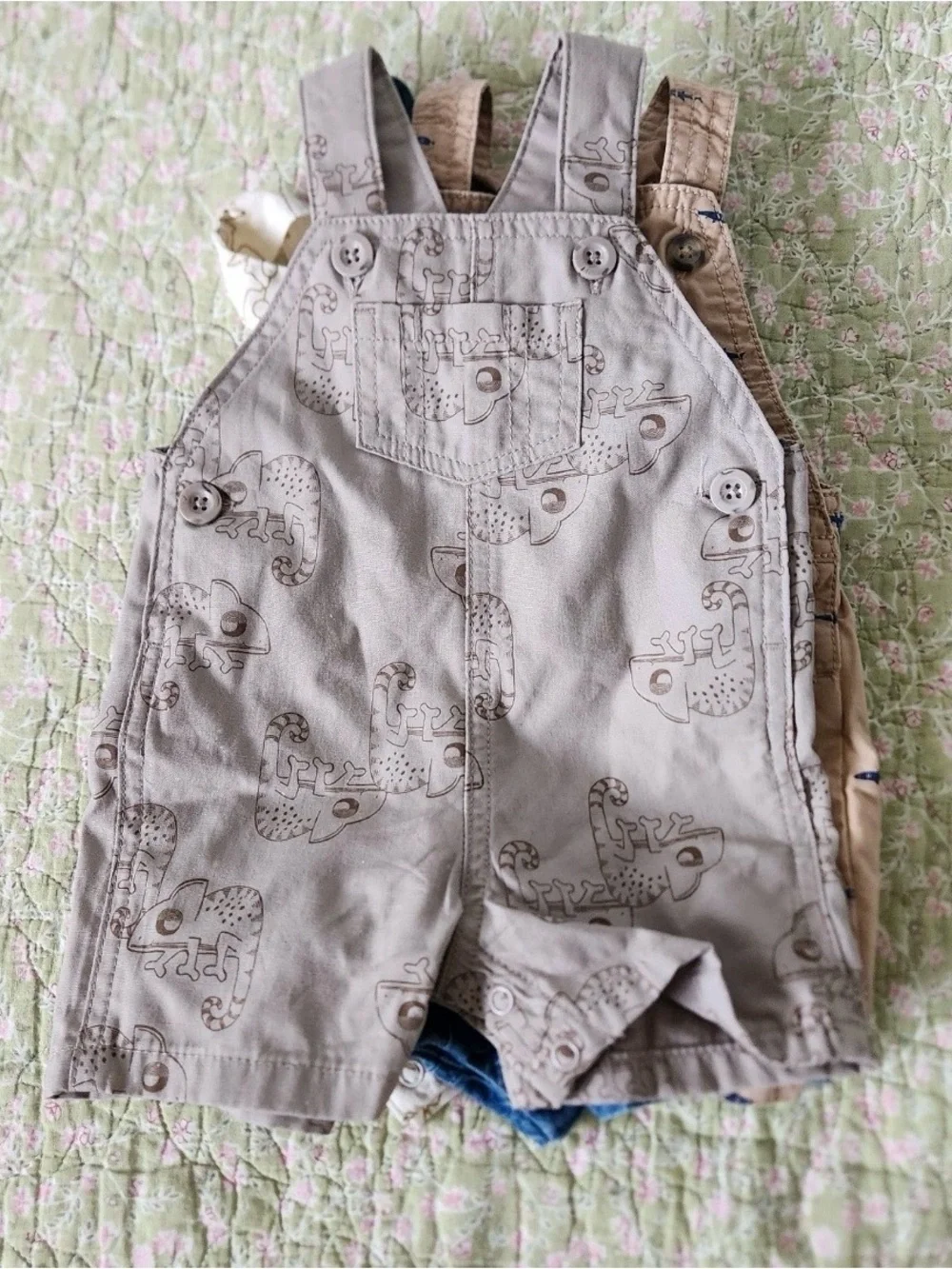 Lot of 4 Baby Boys Overalls Shortalls Carter's Little Navy Mixed Sizes 0-3-3/6 M